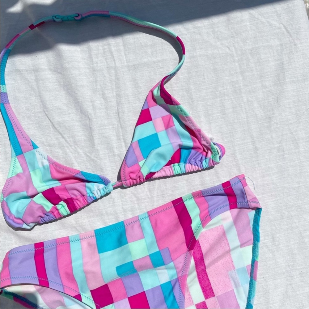 Vintage Two Piece Bikini Swim suit Triangle Halter Y2K